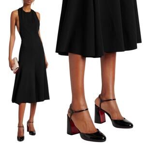 Christian Louboutin Jane 85 Patent Leather Pump Ankle Strap Black Size 38